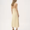 Midikleid mit dünnen Trägern aus Seidenjacquard und Spitze