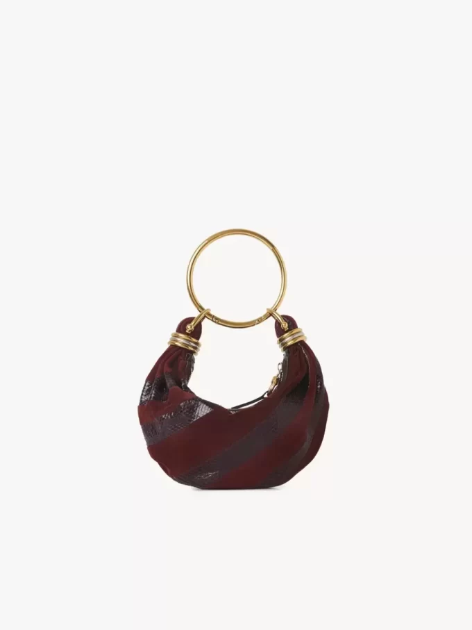 Mini-Armband-Hobo-Tasche aus Wildleder und Schlangenhaut
