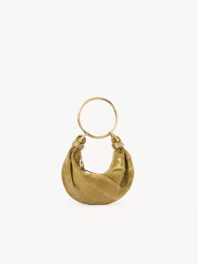 Mini-Armband-Hobo-Tasche aus Wildleder und Schlangenhaut