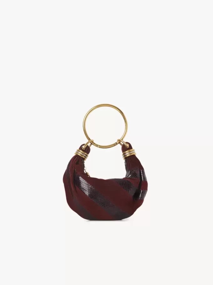 Mini-Armband-Hobo-Tasche aus Wildleder und Schlangenhaut