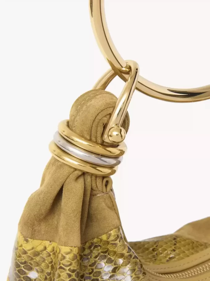 Mini-Armband-Hobo-Tasche aus Wildleder und Schlangenhaut