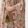 Minikleid mit eckigem Ausschnitt und Rüschen aus Crêpe de Chine