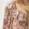 Minikleid mit eckigem Ausschnitt und Rüschen aus Crêpe de Chine