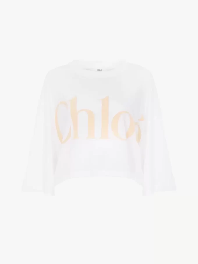 Oversized-T-Shirt mit kurzem Logo aus Baumwolljersey