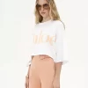 Oversized-T-Shirt mit kurzem Logo aus Baumwolljersey