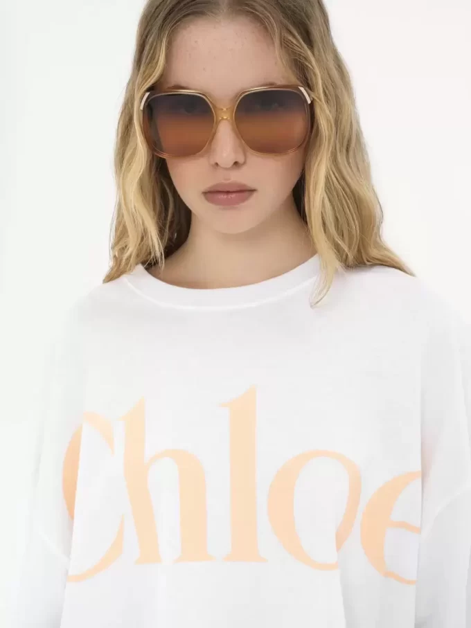 Oversized-T-Shirt mit kurzem Logo aus Baumwolljersey