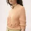 Pullover mit Logo und Ellenbogenärmeln aus Alpakawolle und Seidenstrick