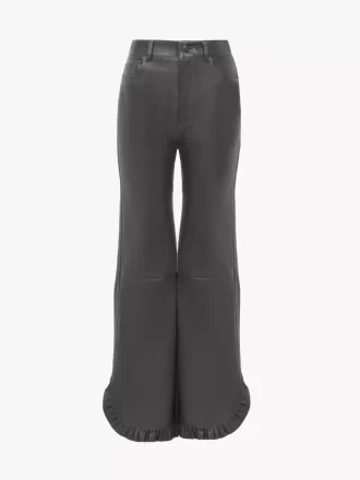 Schlaghose mit Rüschen aus Leder