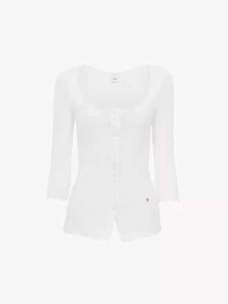 Taillierter Cardigan aus Baumwolle mit U-Ausschnitt